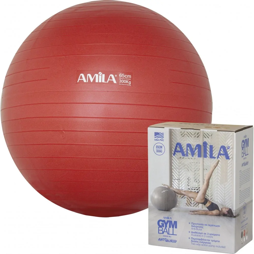 Μπάλα Γυμναστικής AMILA GYMBALL 65cm Κόκκινη Μπάλα Γυμναστικής AMILA GYMBALL 65cm Κόκκινη